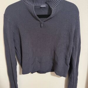 Brandy Melville Blue Quarter Zip Sweater